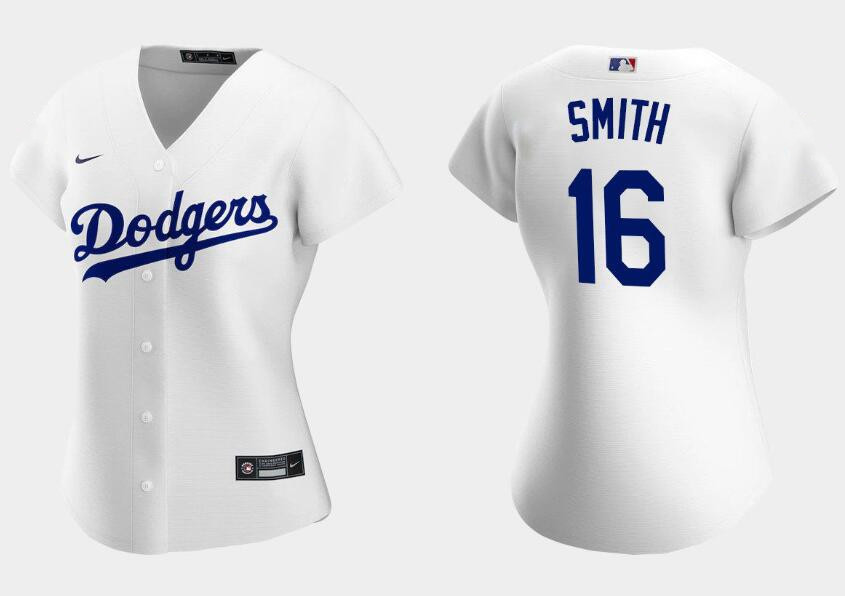 Women's Los Angeles Dodgers #16 Will Smith White Stitched Jersey(Run Small) Women's Los Angeles Dodgers #16 Will Smith White Stitched Jersey(Run Small)